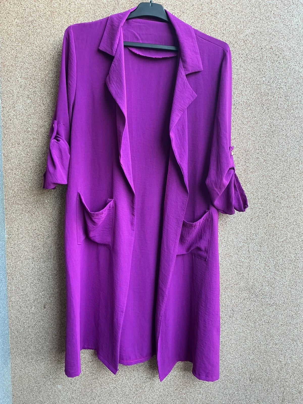 Casaco comprido fluido roxo com bolsos – taille Tamanho único 2