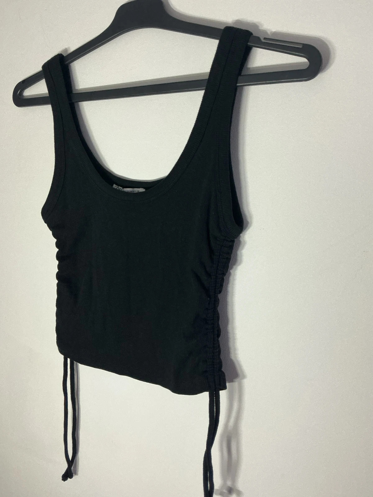 Top preto Zara com franzido lateral ajustável – M – Zara – taille M / 38 / 10 2