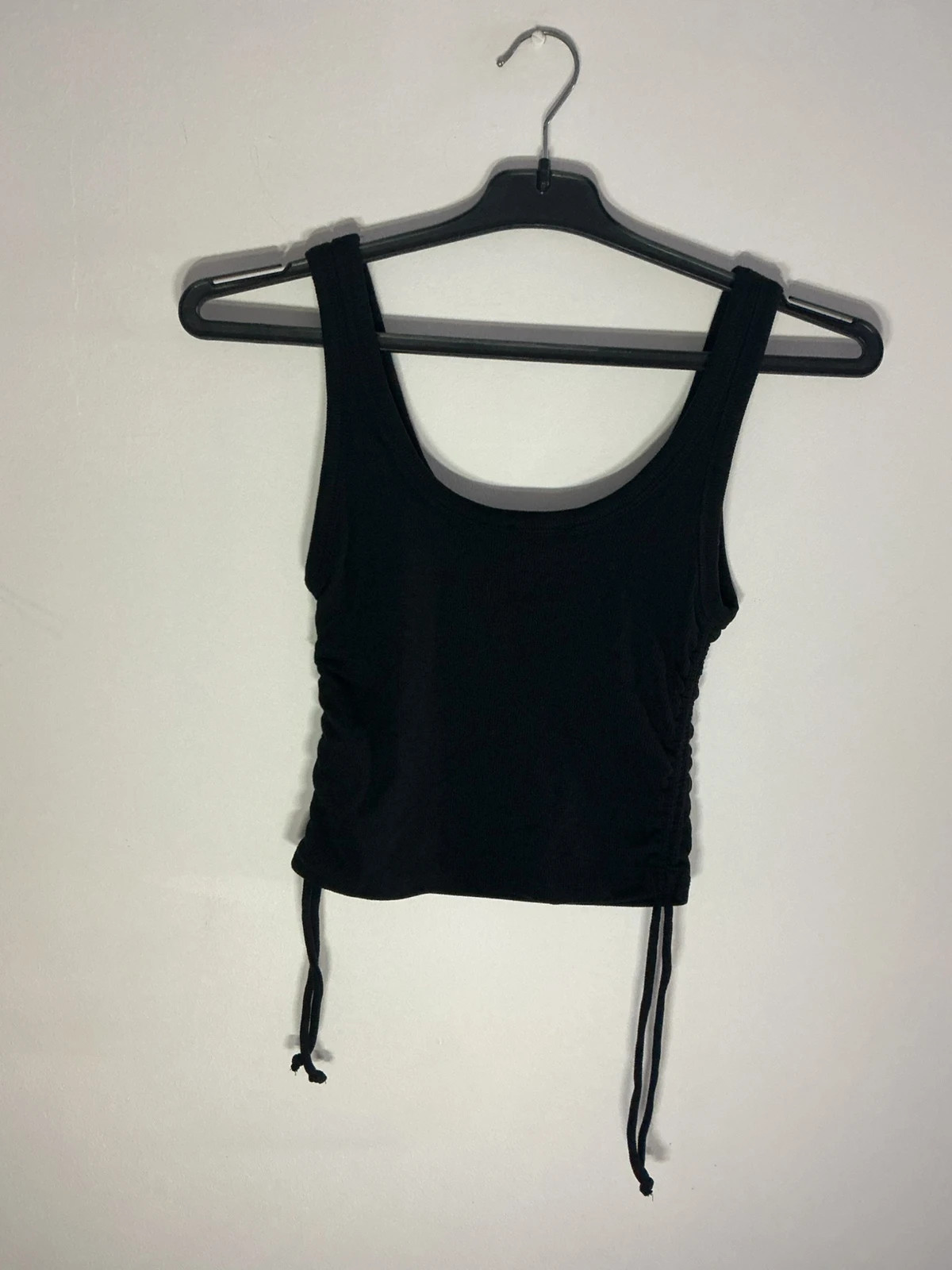 Top preto Zara com franzido lateral ajustável – M – Zara – taille M / 38 / 10 4