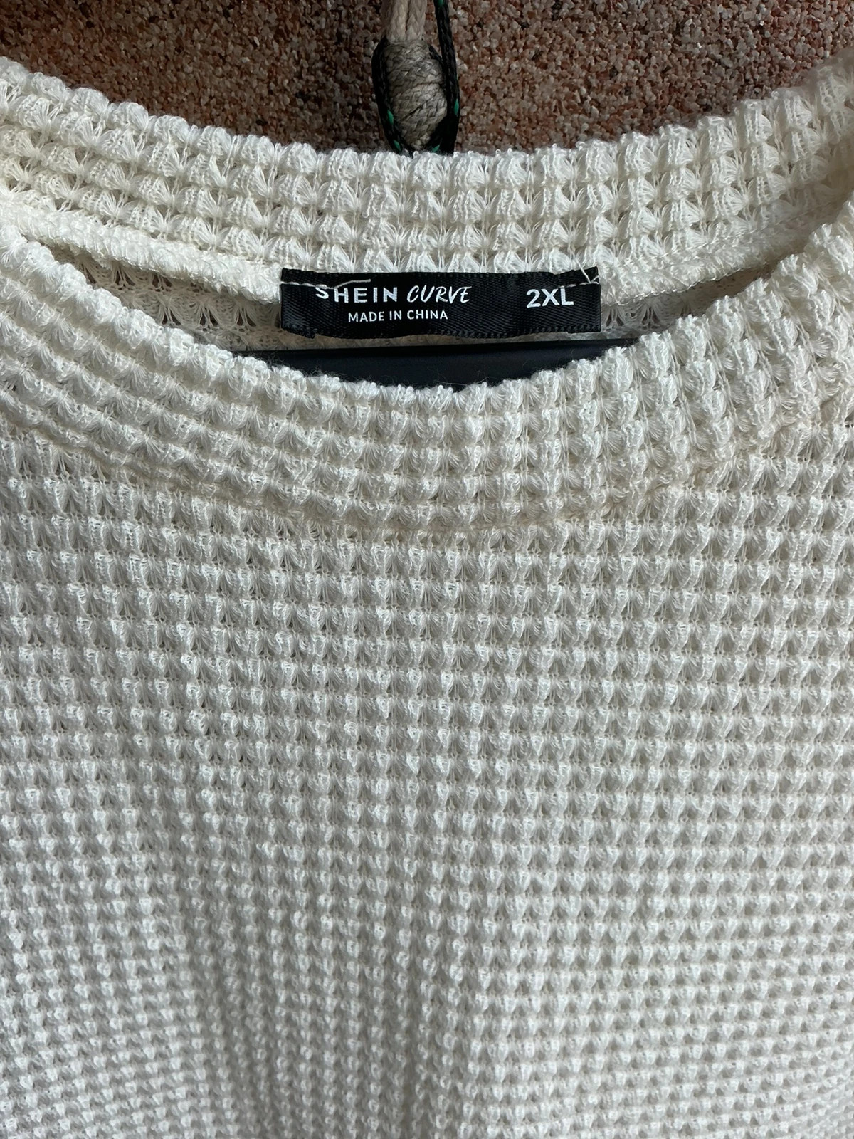 Camisola branca texturizada com mangas em renda SHEIN Curve 2XL – Shein – taille XXXL / 46 / 18 2