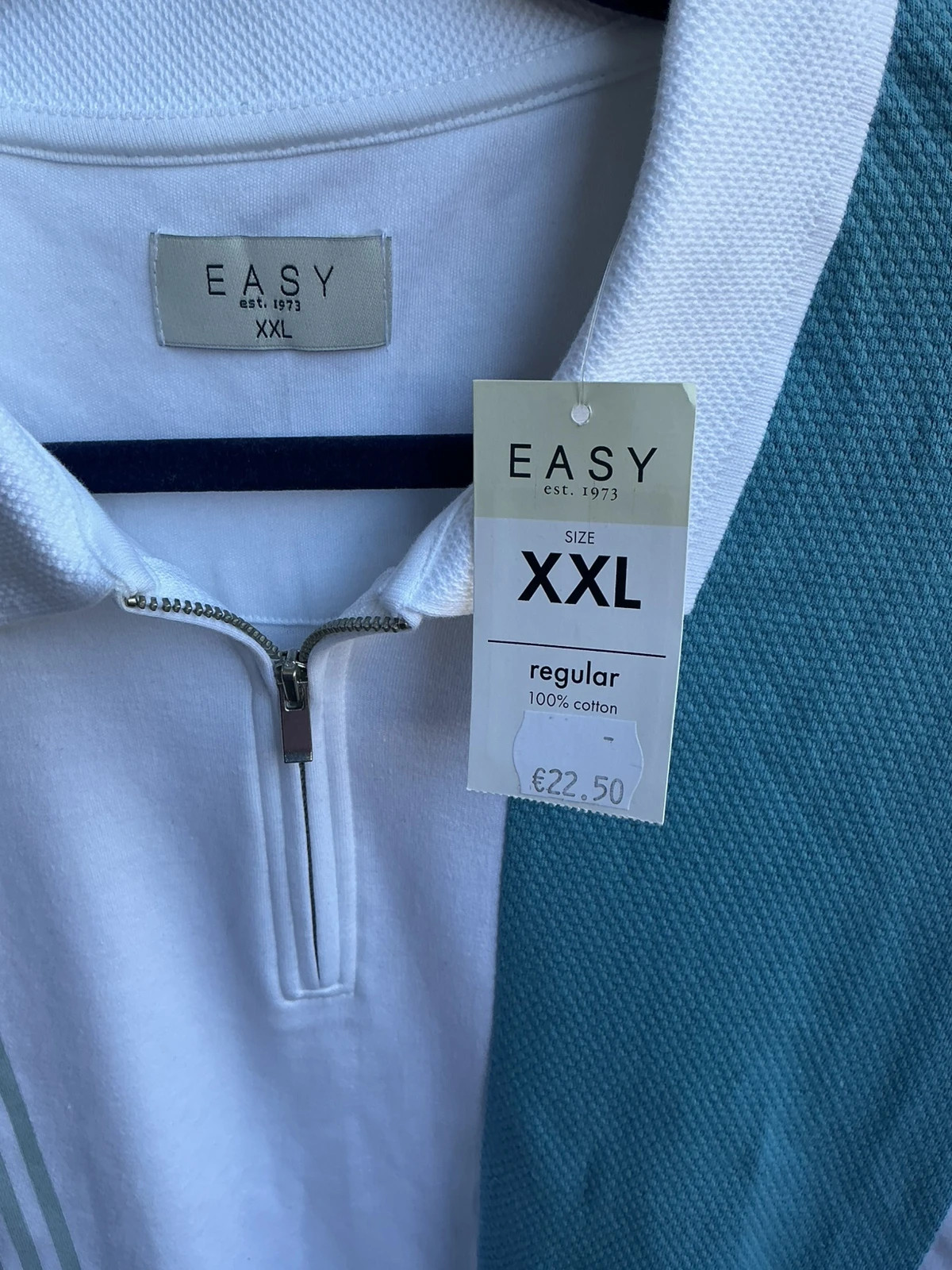 Polo Easy XXL nova com etiqueta branca azul meia zip oversized vintage – Easy – taille XXL 3
