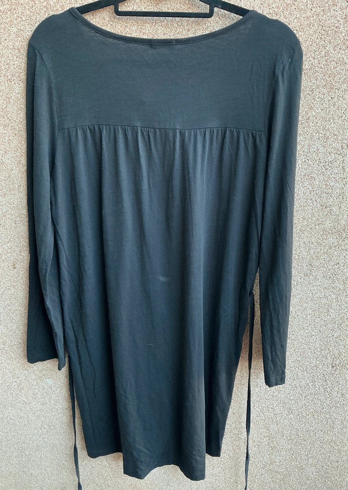Túnica preta bordada estilo boho manga comprida – Unit – taille XL / 42 / 14 4