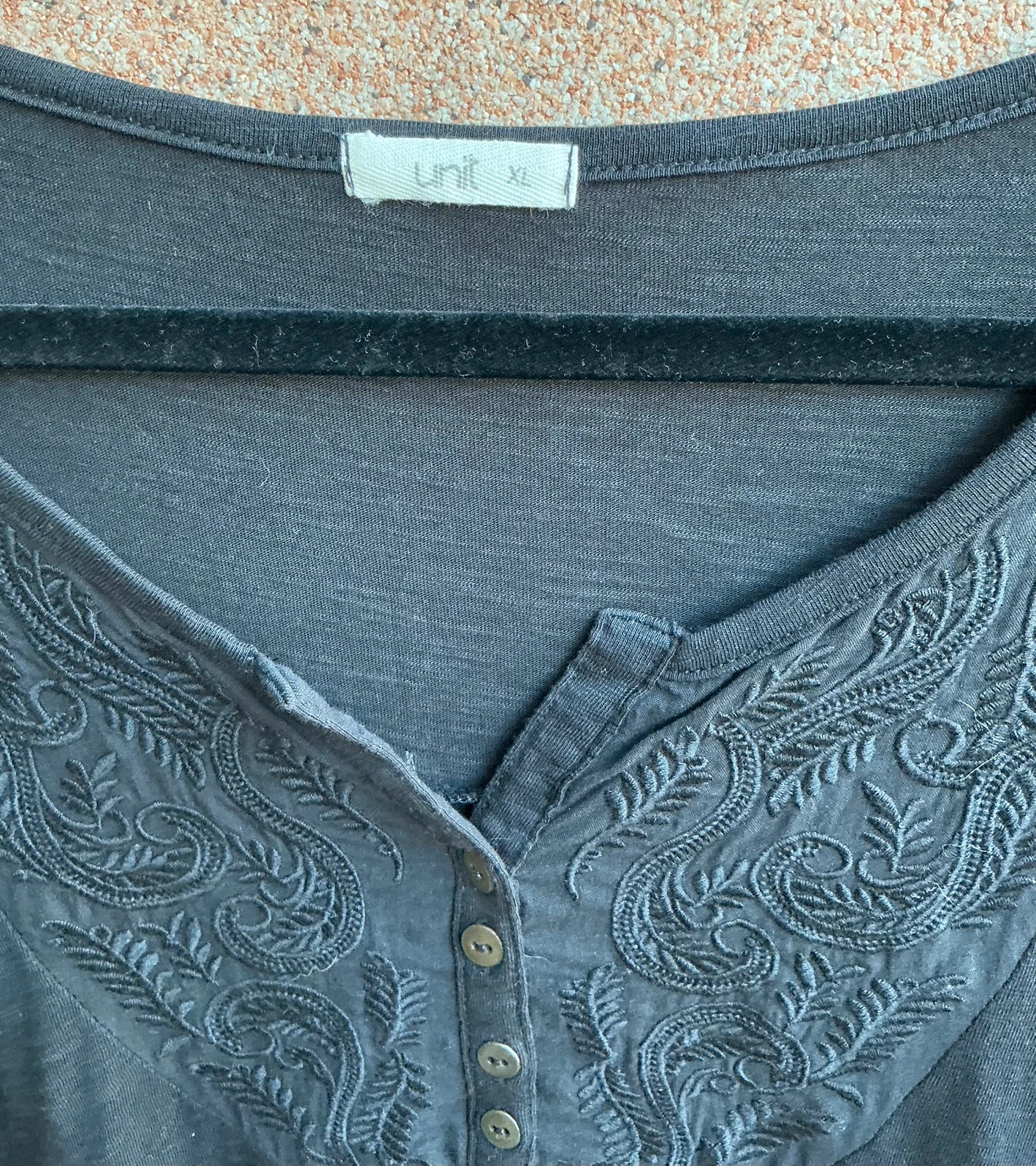Túnica preta bordada estilo boho manga comprida – Unit – taille XL / 42 / 14 3