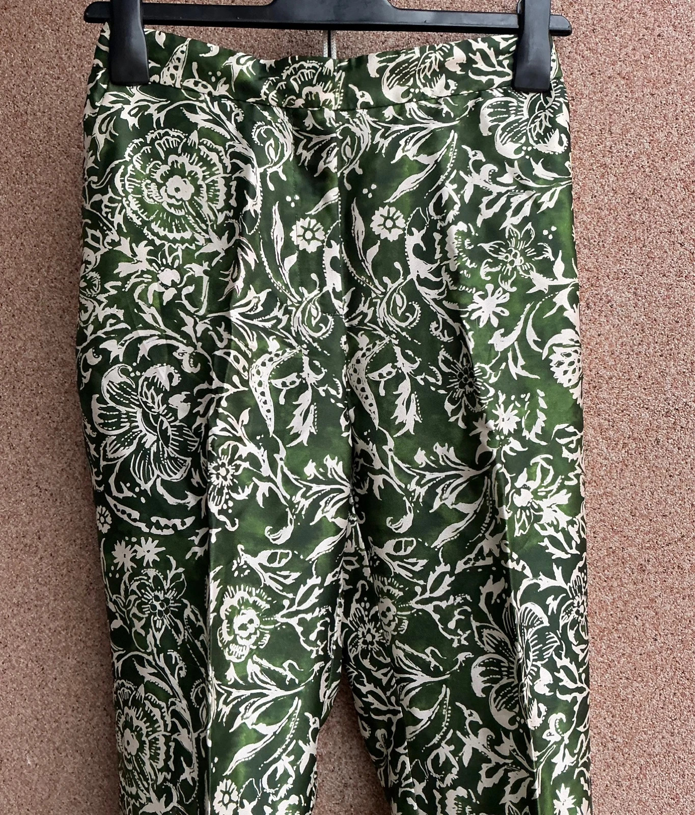Calças Zara padrão floral verde | NOVAS c/ etiqueta | cintura subida – Zara – taille XS / 34 / 6 4