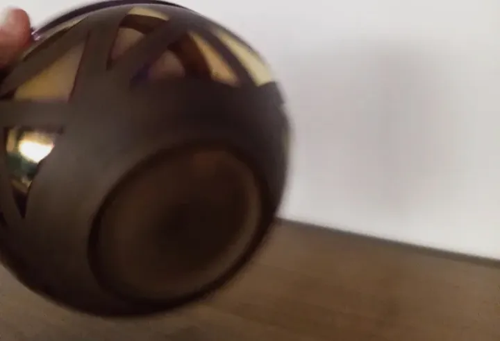 Jarrón Decorativo Cerámica   – sin marca conocida – marrón y dorado 5