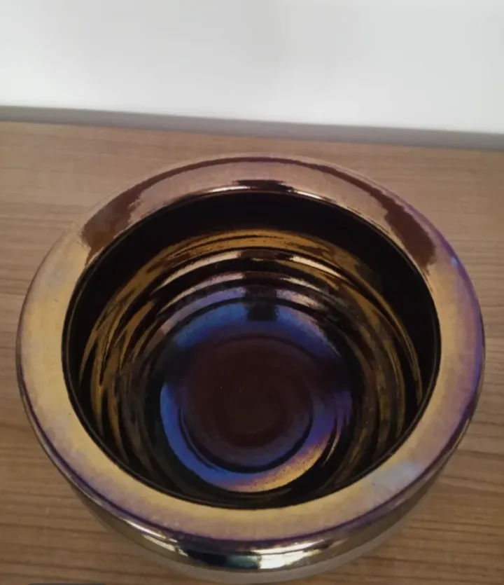 Jarrón Decorativo Cerámica   – sin marca conocida – marrón y dorado 6