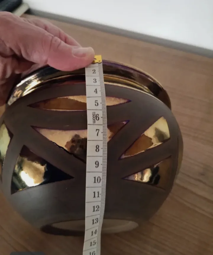 Jarrón Decorativo Cerámica   – sin marca conocida – marrón y dorado 7