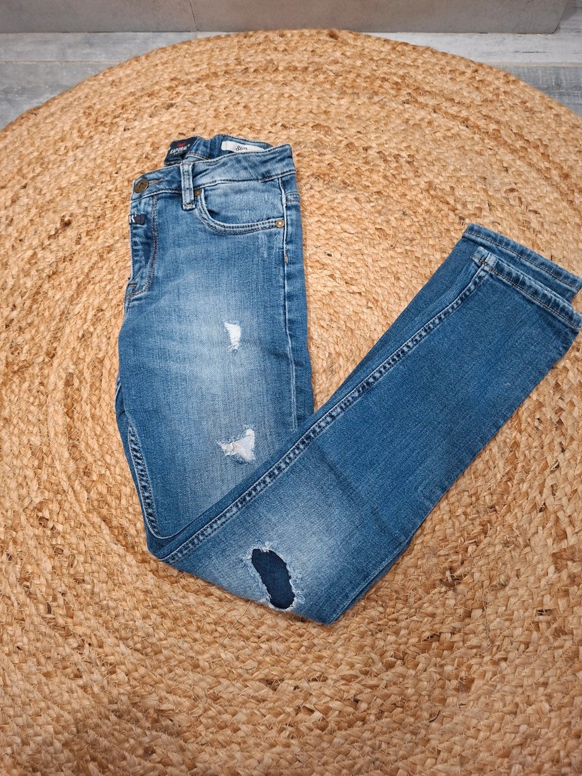 Jean Kaporal Denim Slim garçon 12 ans bleu délavé effet déchiré – Kaporal – taille 12 ans / 152 cm