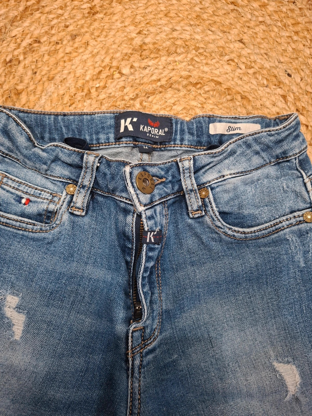 Jean Kaporal Denim Slim garçon 12 ans bleu délavé effet déchiré – Kaporal – taille 12 ans / 152 cm 5