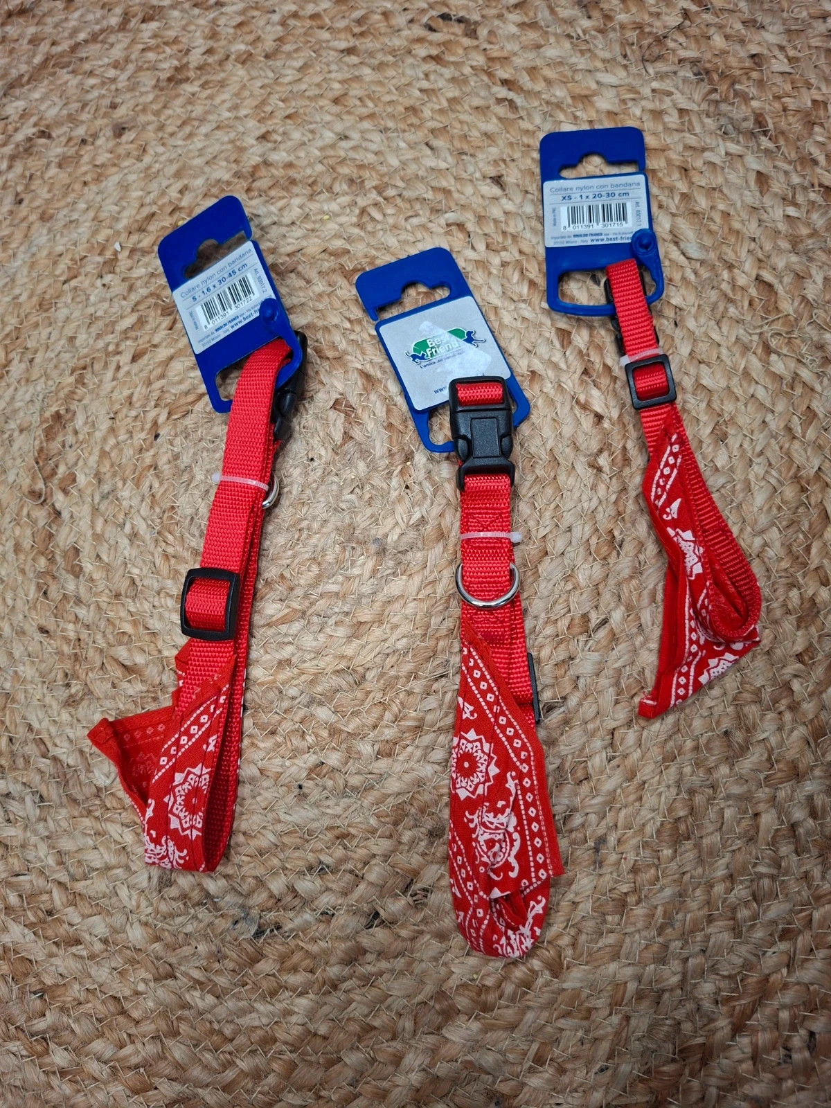 Lot 3 colliers pour chien Best Friend – nylon rouge bandana – XS/S – My Brest Friend 2