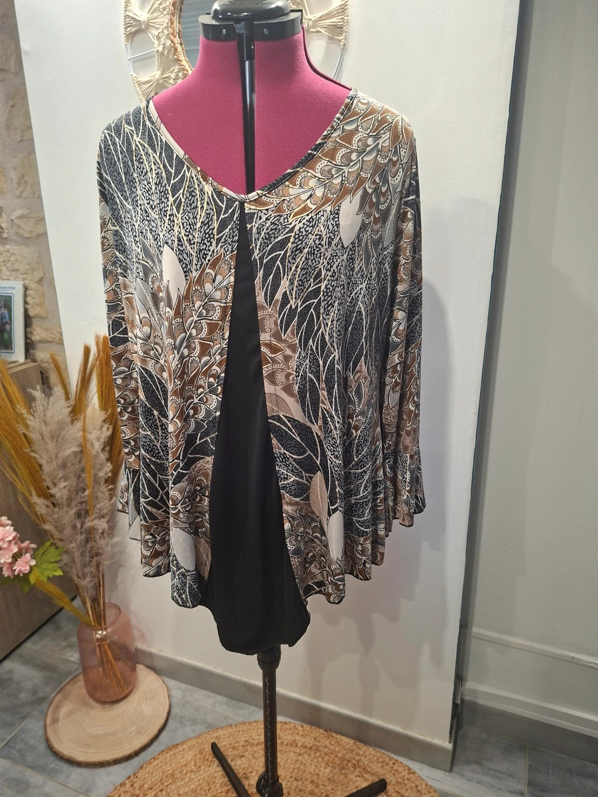Tunique femme imprimée fluide – taille 46/48 – Made in France – taille XXXL / 46 / 18