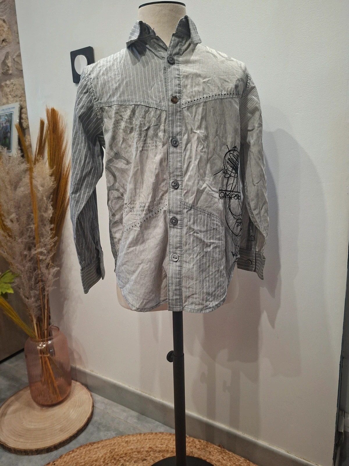 Chemise rayée enfant 4/5 ans – motif original – taille 4 ans / 104 cm