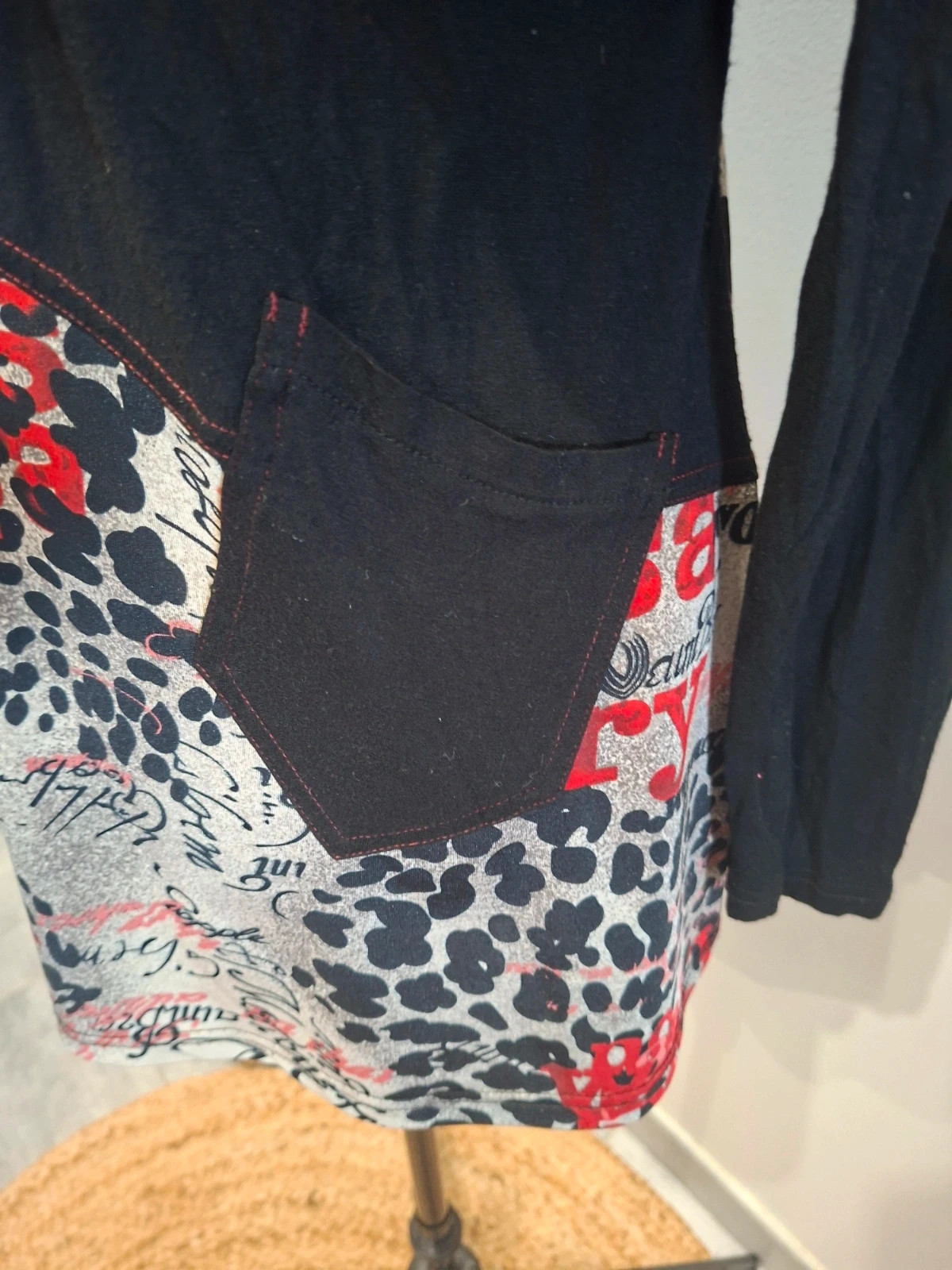 Blouse Influx femme 42/44 – effet 2 en 1 gris, noir, rouge – Influx – taille XL / 42 / 14 4