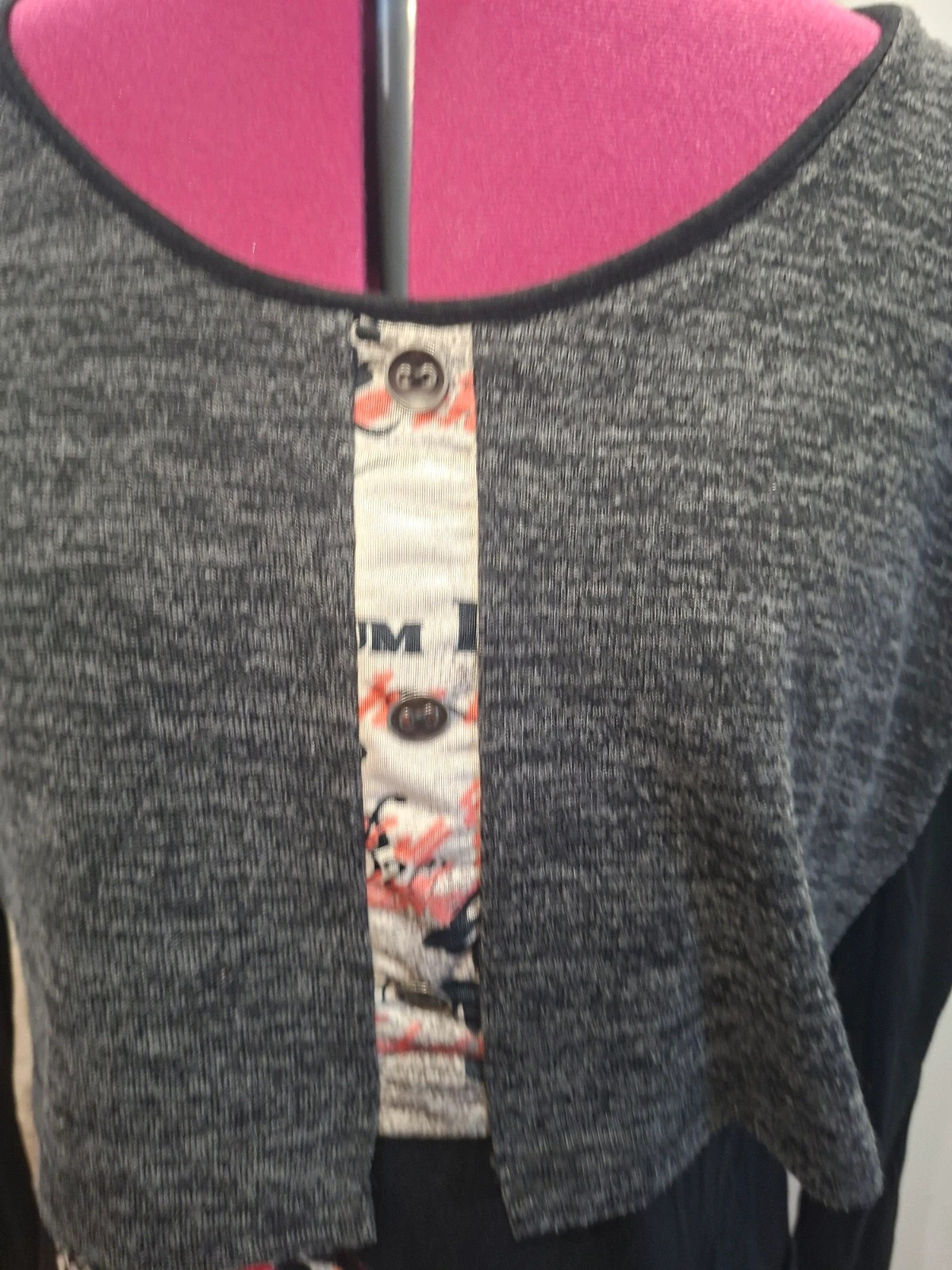 Blouse Influx femme 42/44 – effet 2 en 1 gris, noir, rouge – Influx – taille XL / 42 / 14 3