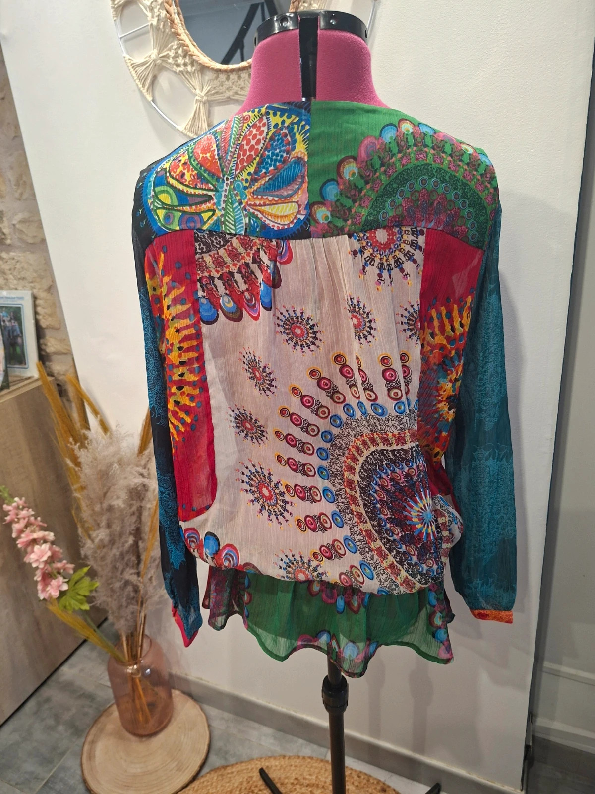 Blouse Desigual L multicolore imprimé patchwork – Desigual – taille L / 40 / 12 5