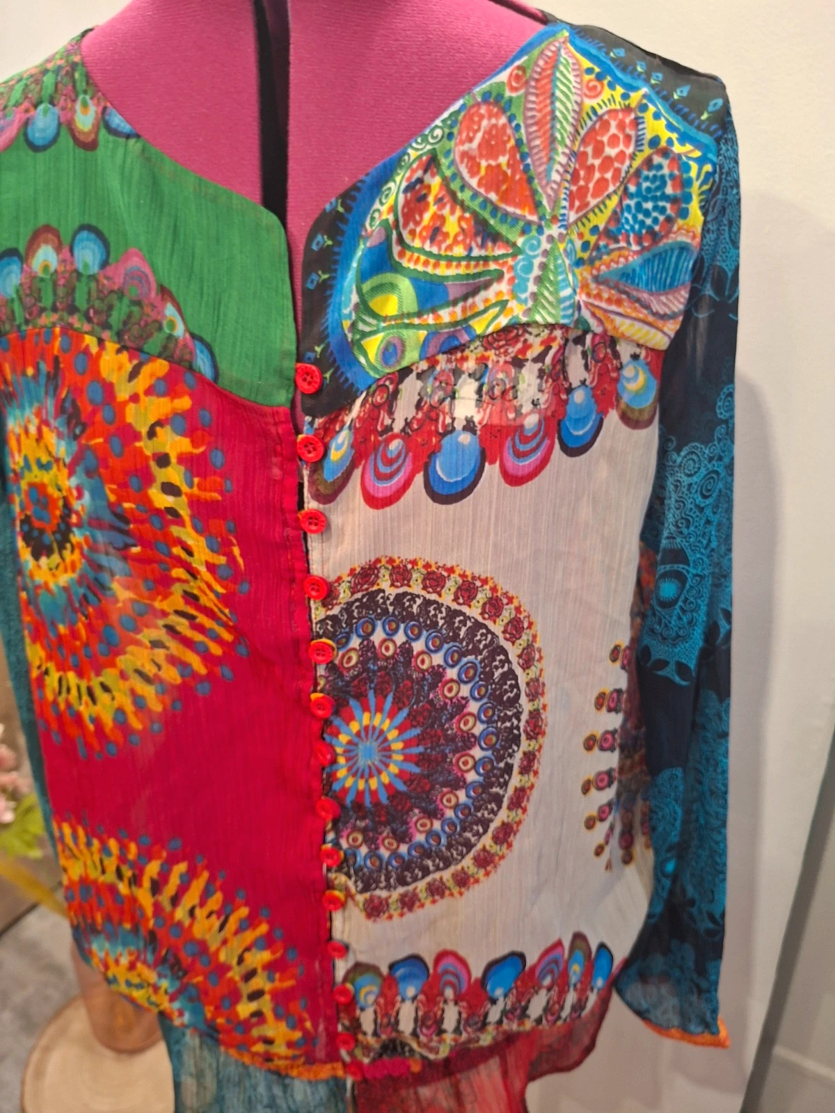 Blouse Desigual L multicolore imprimé patchwork – Desigual – taille L / 40 / 12 3
