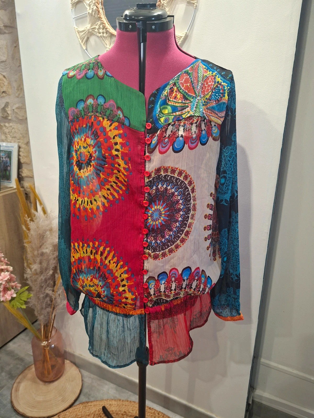 Blouse Desigual L multicolore imprimé patchwork