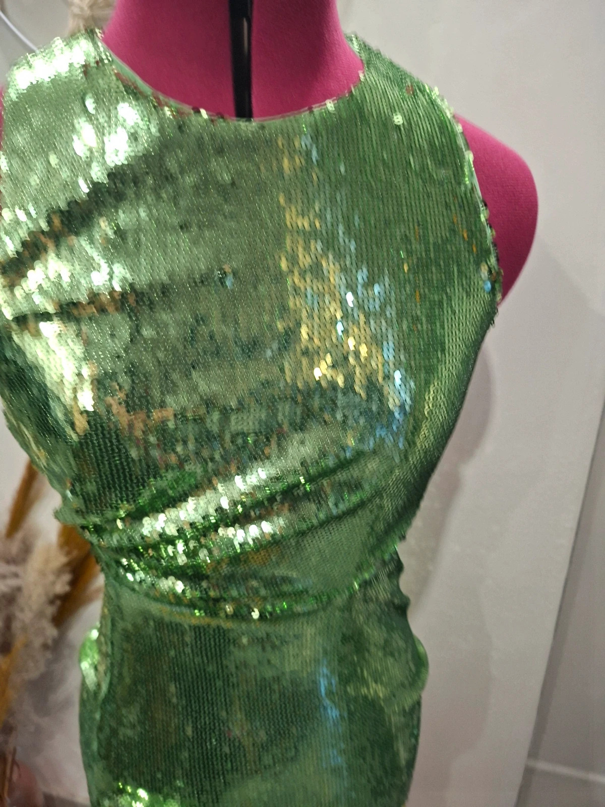 Robe MAJE verte à sequins découpes – T36 – Neuve avec étiquette – Maje – taille S / 36 / 8 2