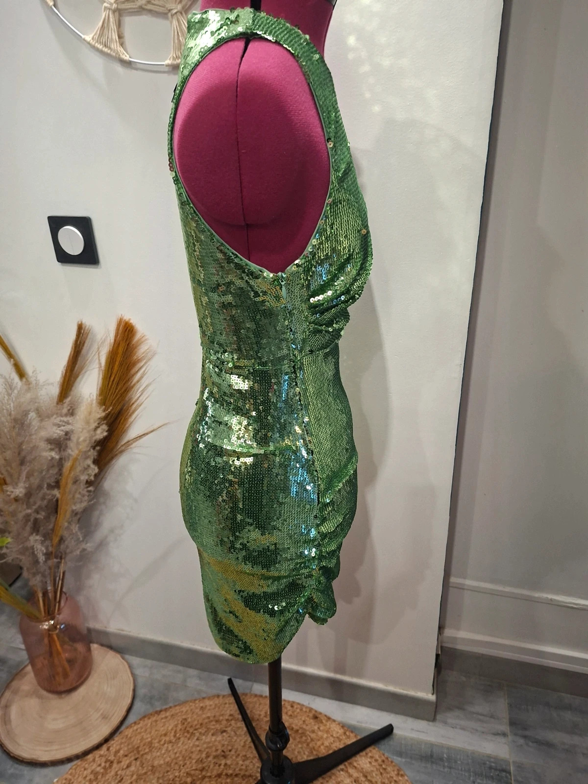 Robe MAJE verte à sequins découpes – T36 – Neuve avec étiquette – Maje – taille S / 36 / 8 4