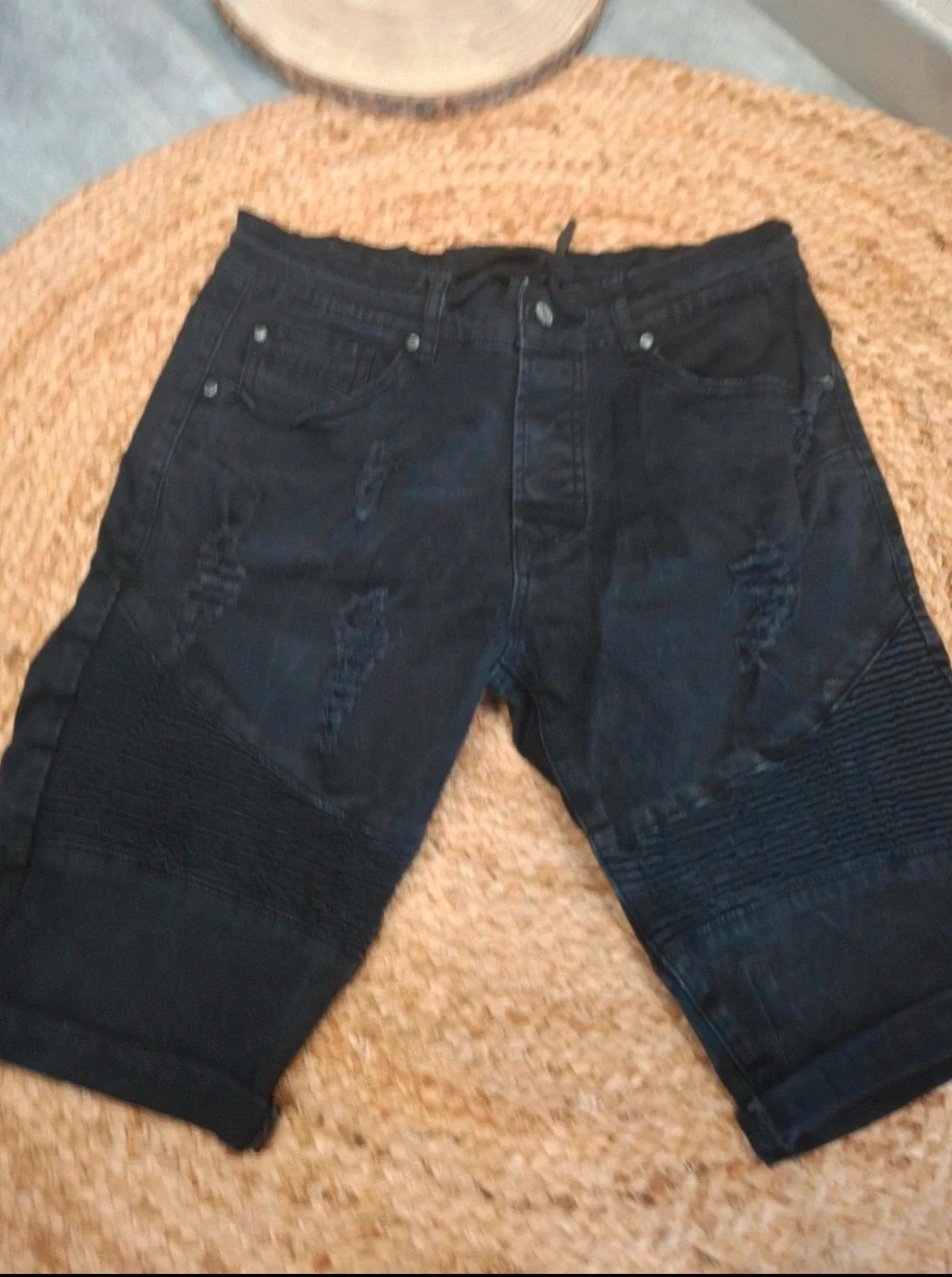 Short homme noir W33 effet usé style biker – Project X Paris – taille W33 | FR 42