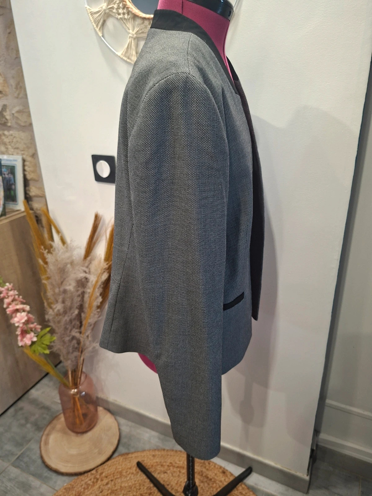 Blazer 1.2.3 Paris taille 40 gris chiné – col noir – élégant – taille L / 40 / 12 4