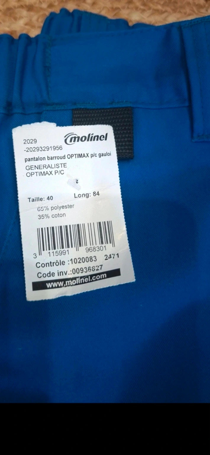 Pantalon de travail Molinel Barroud Optimax bleu taille 40 neuf – molinel – taille W30 | FR 40 2
