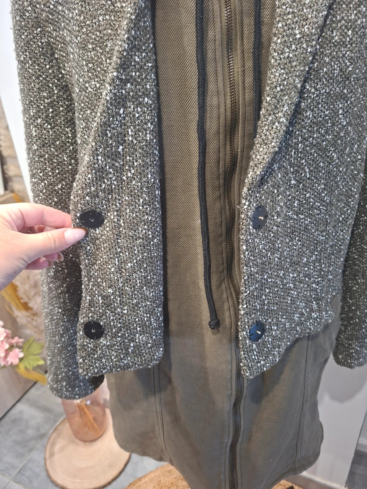 Veste manteau Miss by Captain Tortue taille 46 – kaki & gris chiné – Captain Tortue – taille XXXL / 46 / 18 3
