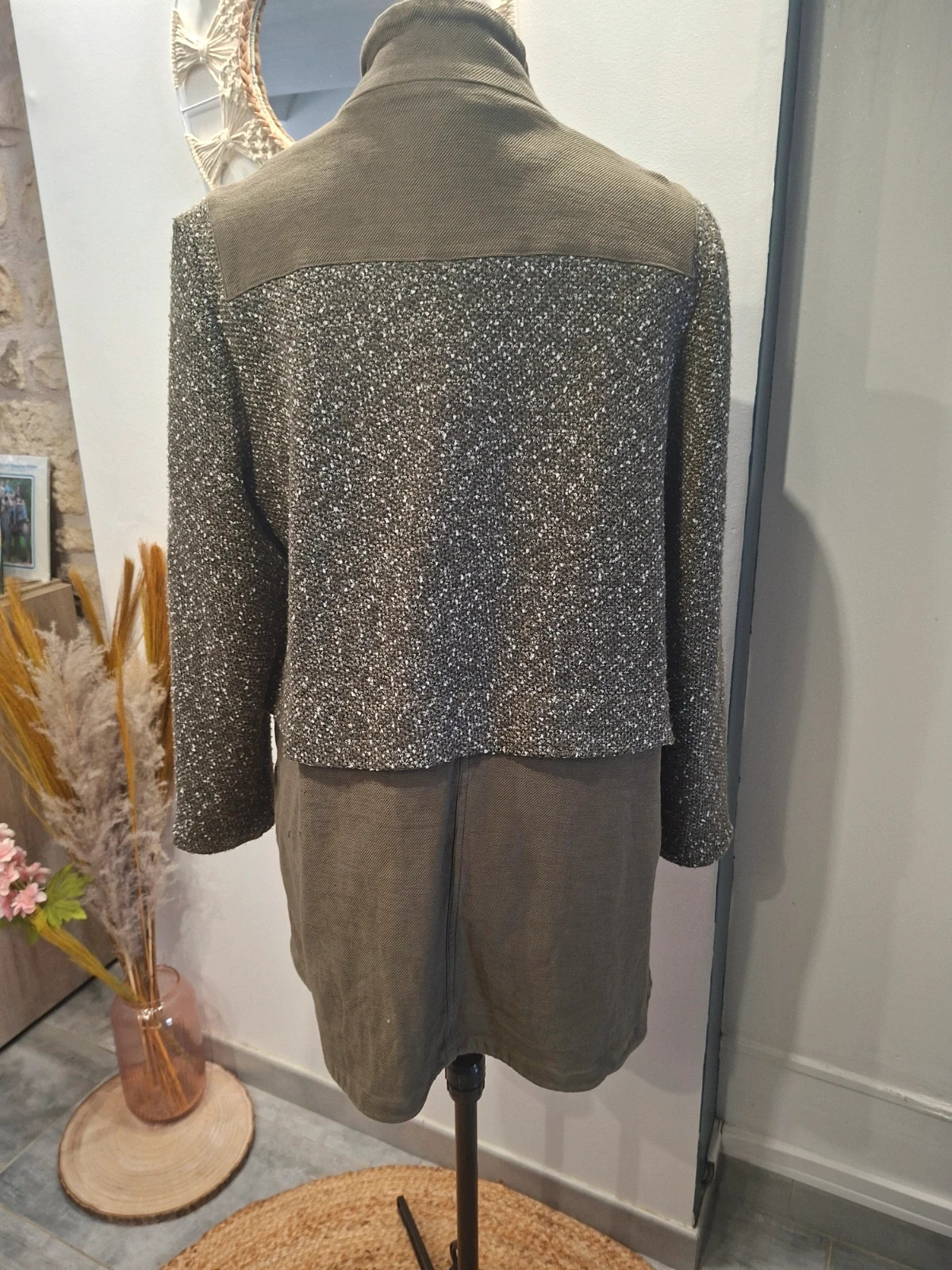 Veste manteau Miss by Captain Tortue taille 46 – kaki & gris chiné – Captain Tortue – taille XXXL / 46 / 18 5