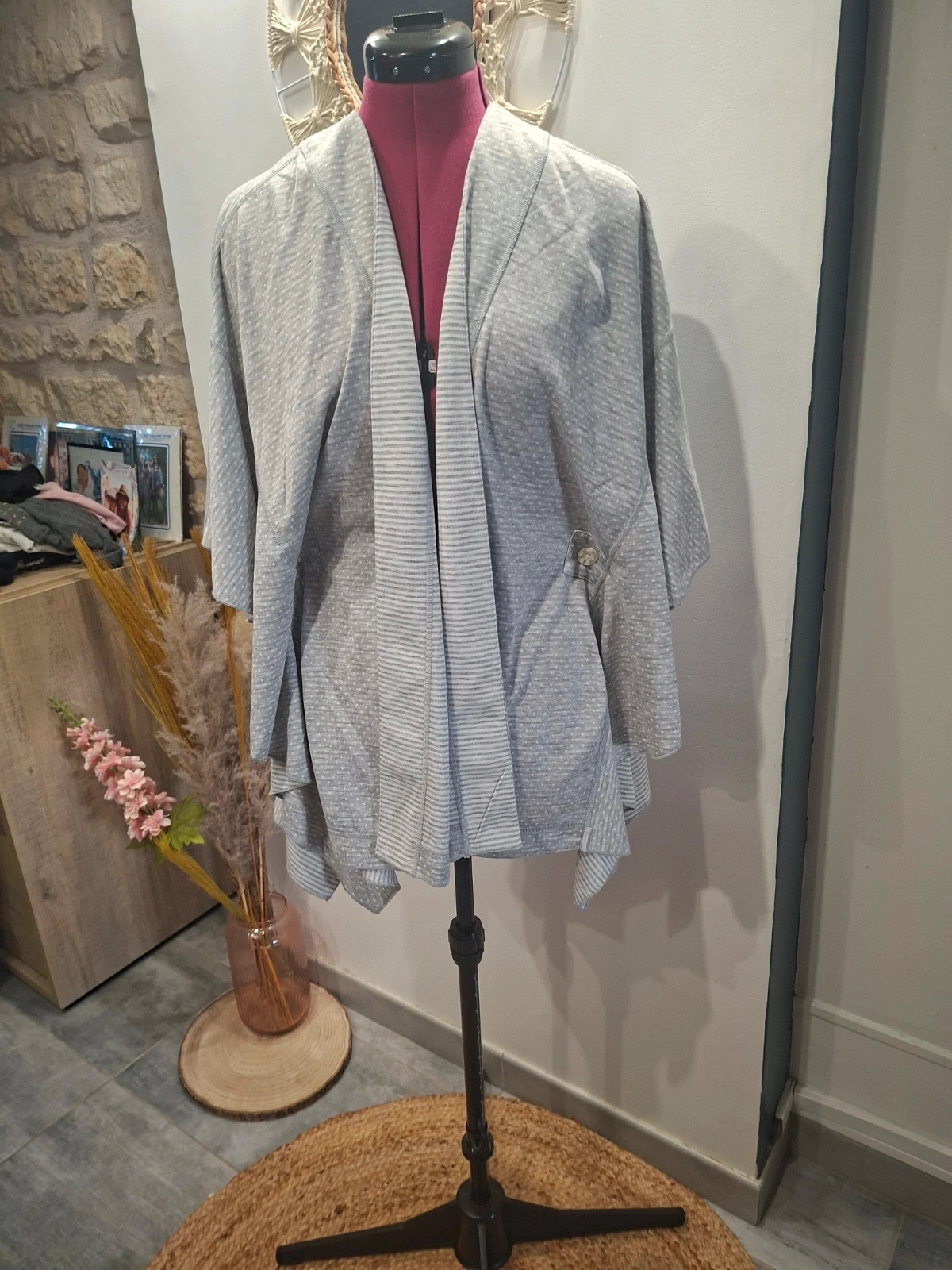 Gabi – poncho / veste légère gris chiné XS/S 🤍