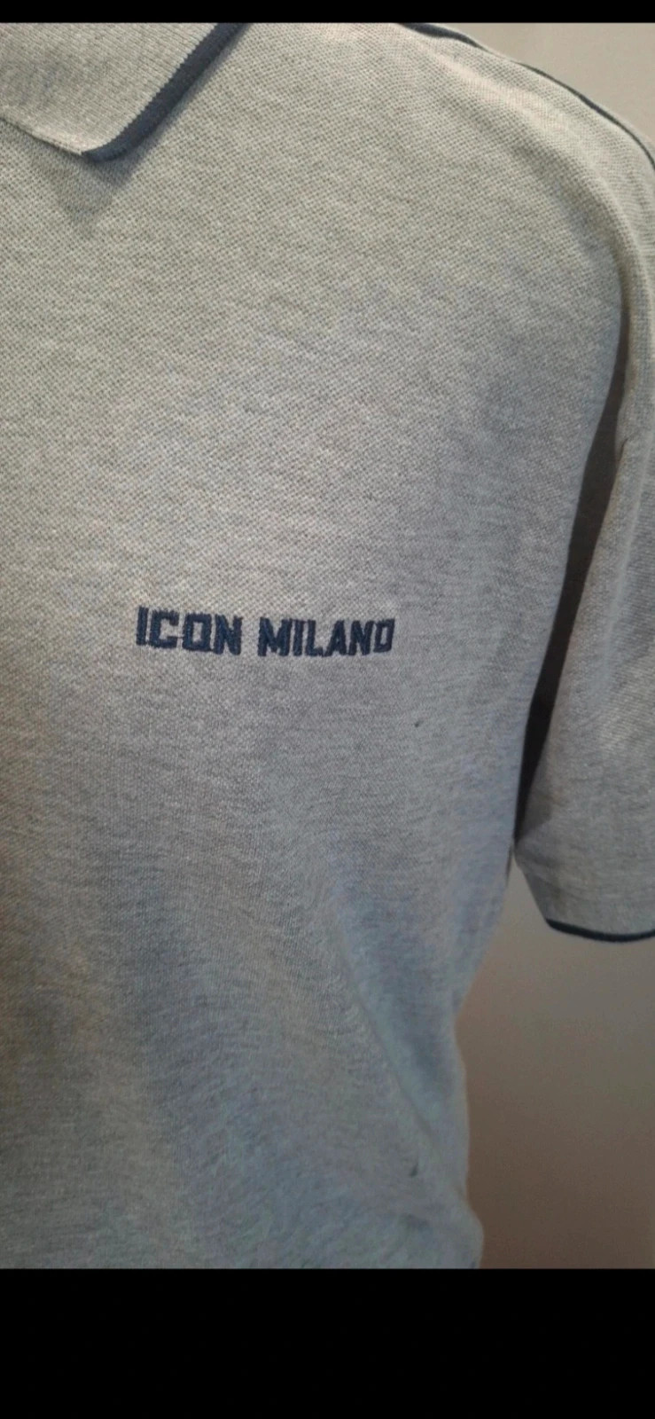Polo homme Icon Milano gris chiné col contrasté taille L neuf – Milano – taille L 3