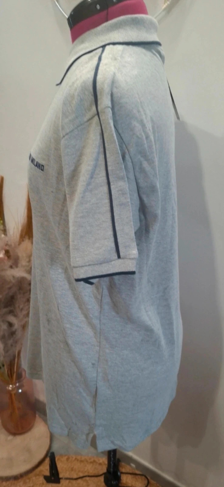Polo homme Icon Milano gris chiné col contrasté taille L neuf – Milano – taille L 4