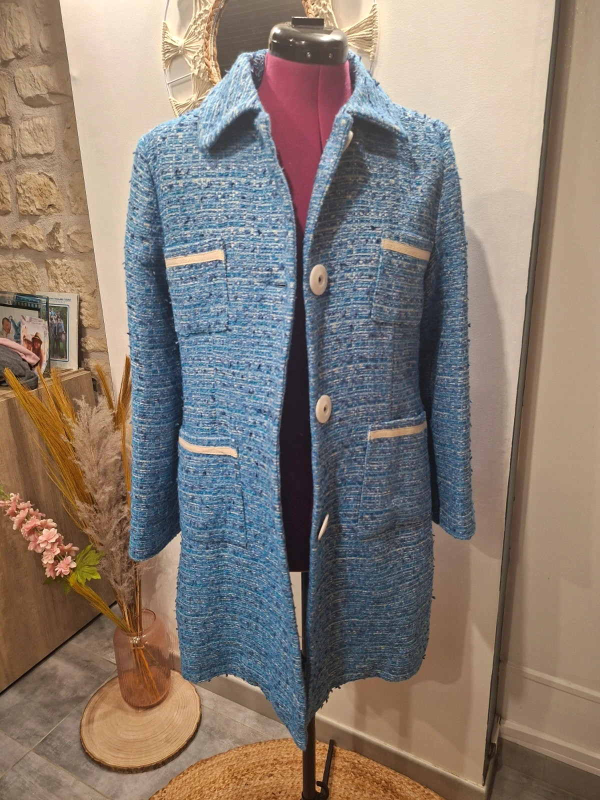 Manteau veste Lidia Cardinale bleu chiné taille 42 neuf – lidia cardinale – taille L / 40 / 12 2