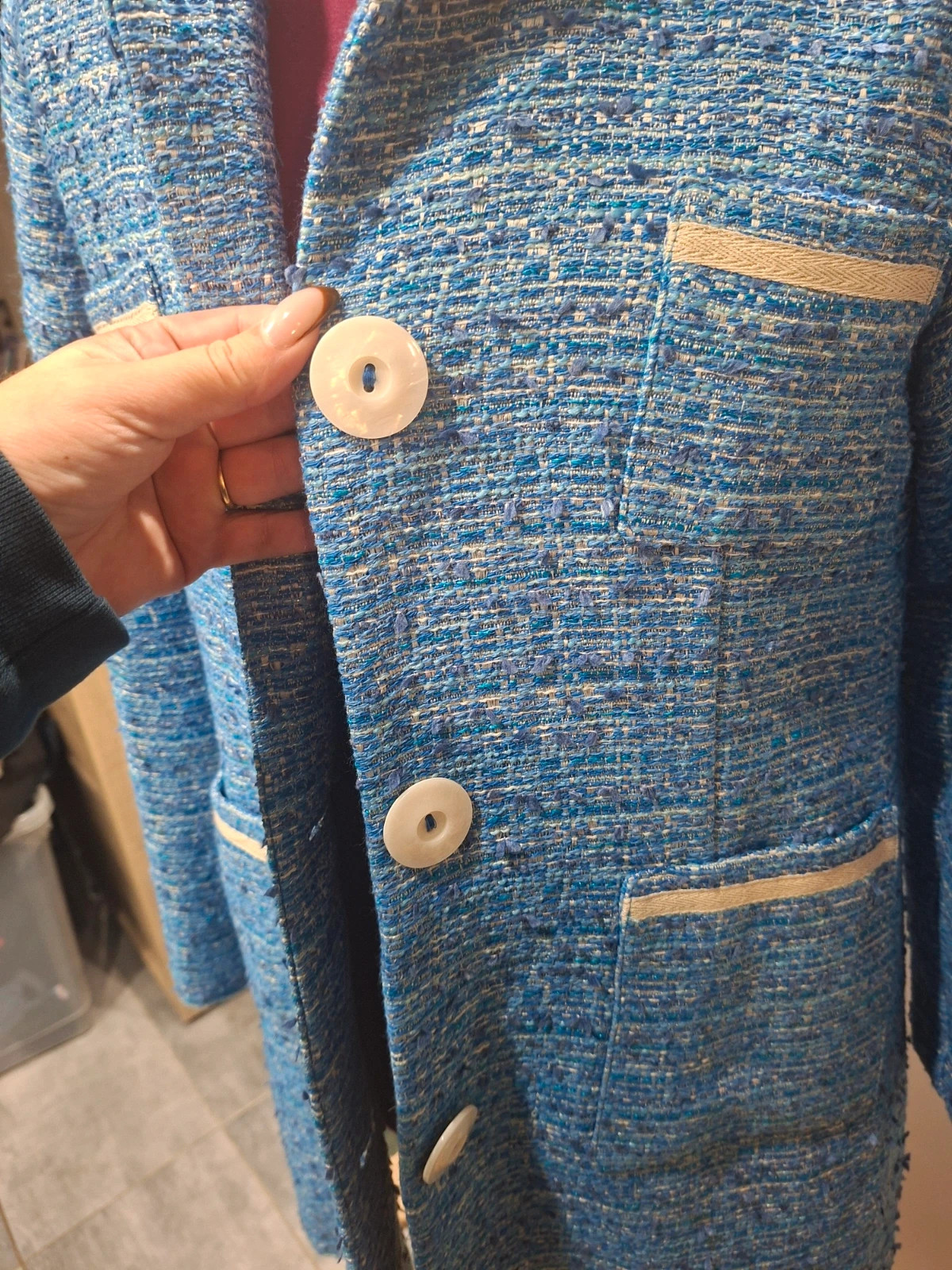 Manteau veste Lidia Cardinale bleu chiné taille 42 neuf – lidia cardinale – taille L / 40 / 12 3