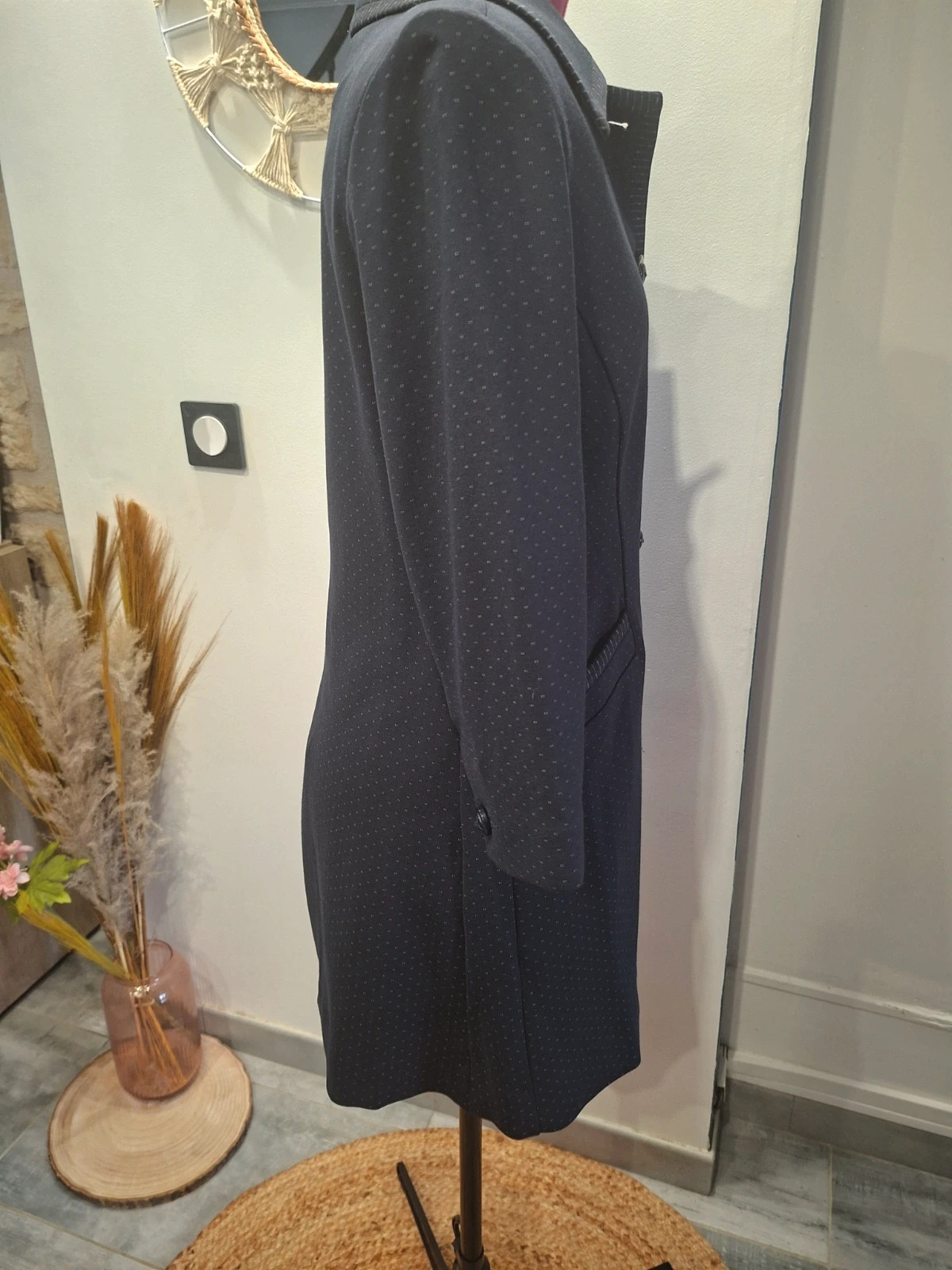 Manteau long Gabi bleu marine à motifs discrets – taille S – CAbi – taille S / 36 / 8 4