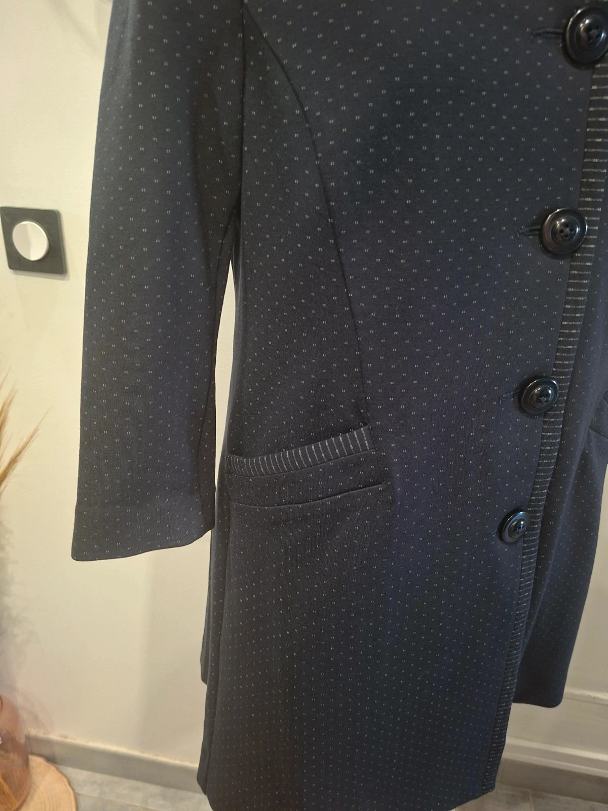 Manteau long Gabi bleu marine à motifs discrets – taille S – CAbi – taille S / 36 / 8 2