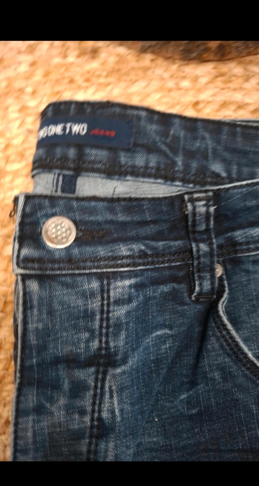 Jean homme One Two Jeans taille 34 – bleu foncé effet délavé – One two One two – taille W34 | FR 44 2