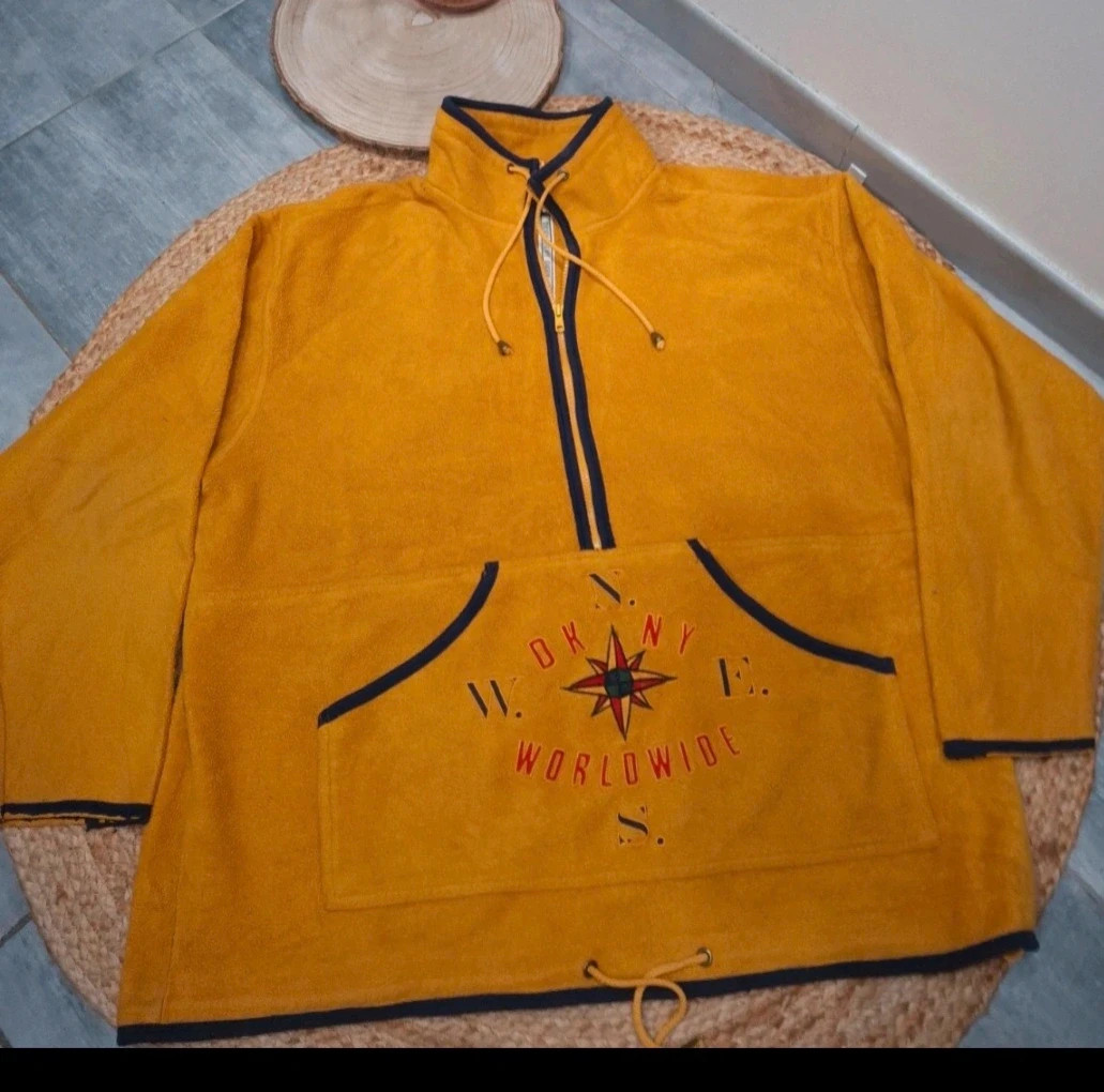 Polaire DKNY vintage jaune moutarde à col montant – XL – DKNY – taille XL 3