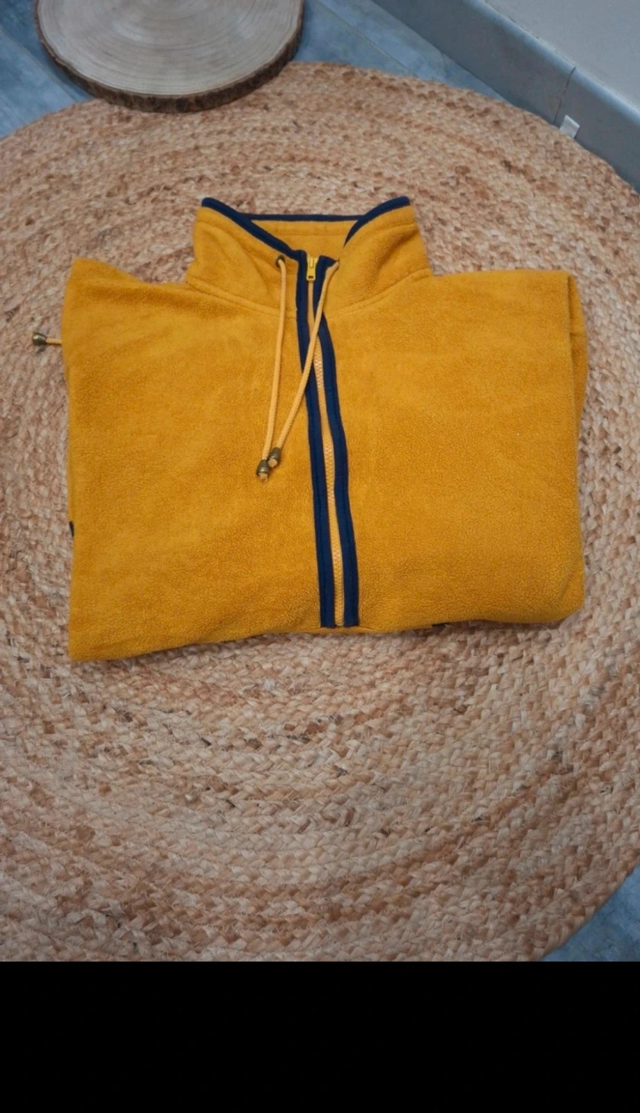 Polaire DKNY vintage jaune moutarde à col montant – XL