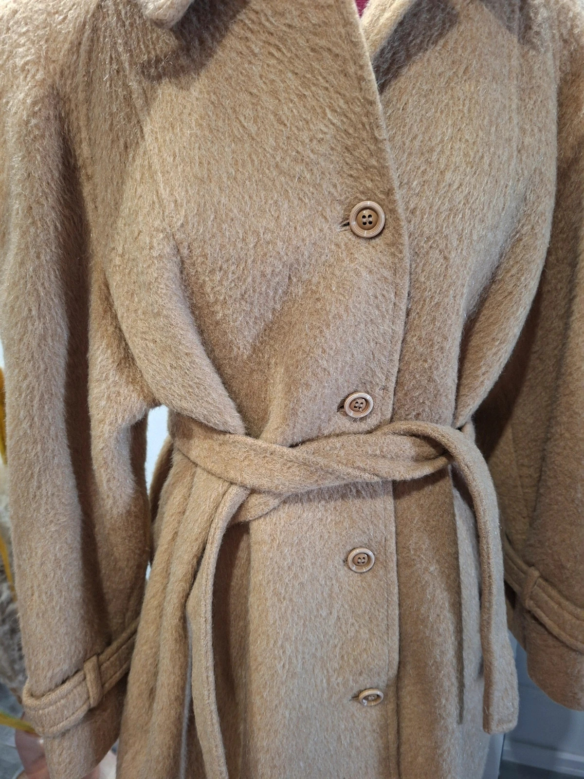 Manteau long camel vintage mohair & laine Made in France – taille Autre 2