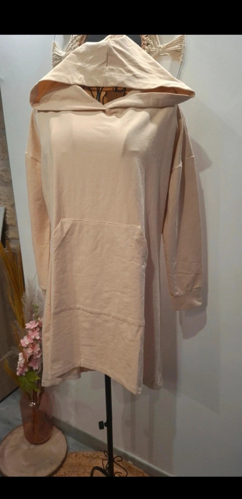 sweat à capuche long Numoco beige – taille M – Numoco – taille M / 38 / 10