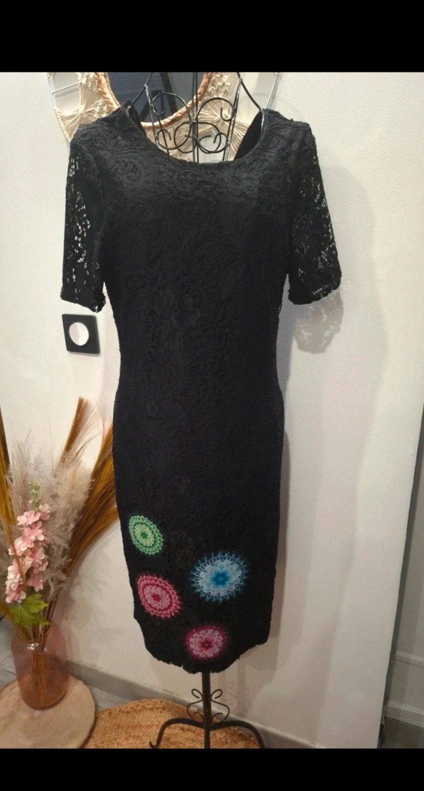 Robe Desigual noire en dentelle – taille M