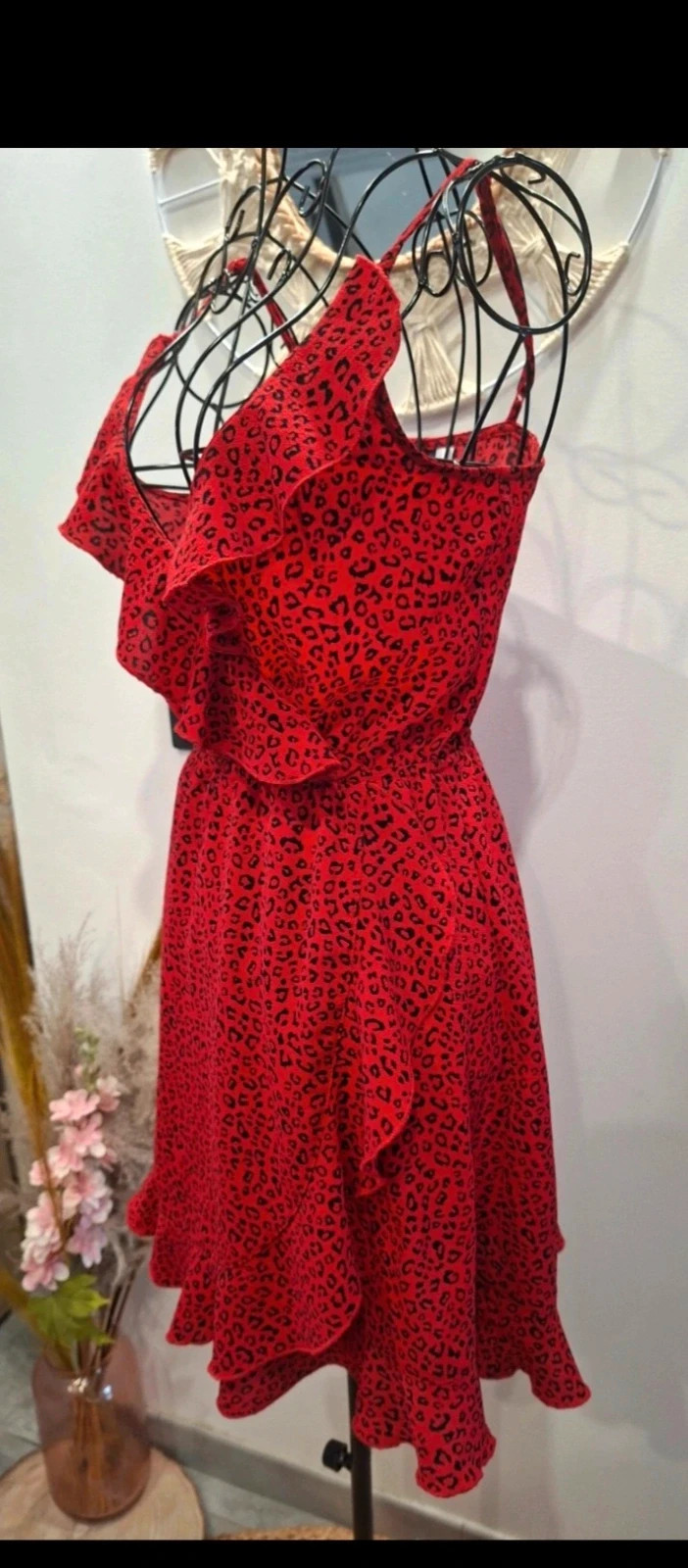 Robe rouge imprimé léopard – taille 34 – H&M – taille XS / 34 / 6 4