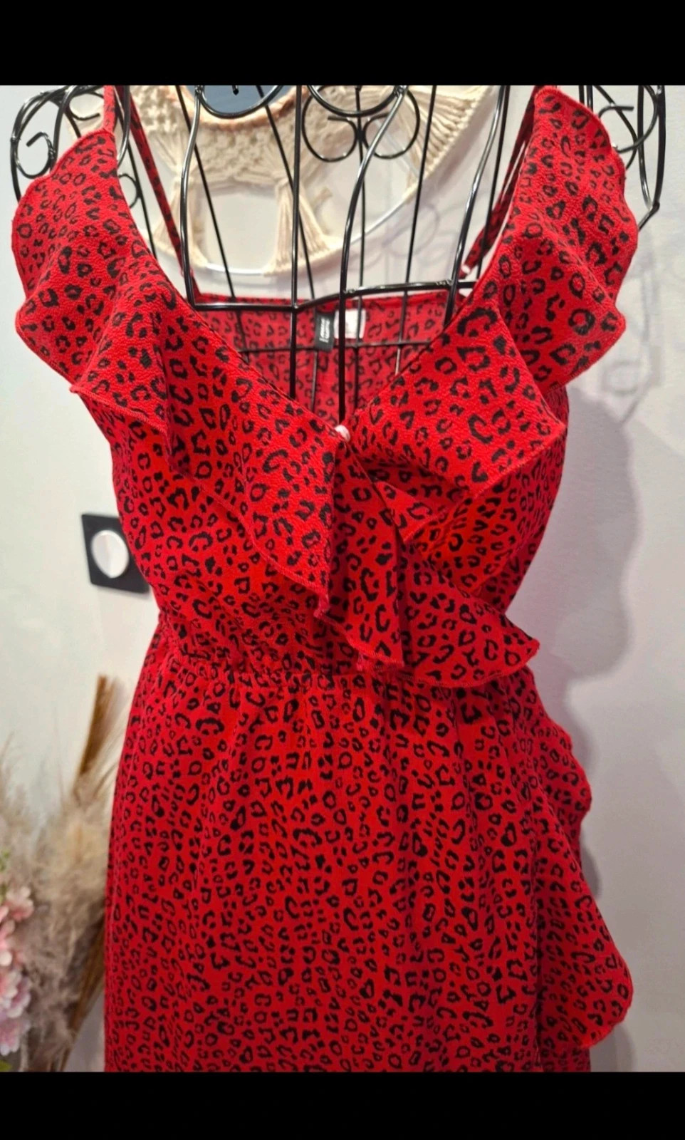 Robe rouge imprimé léopard – taille 34 – H&M – taille XS / 34 / 6 3