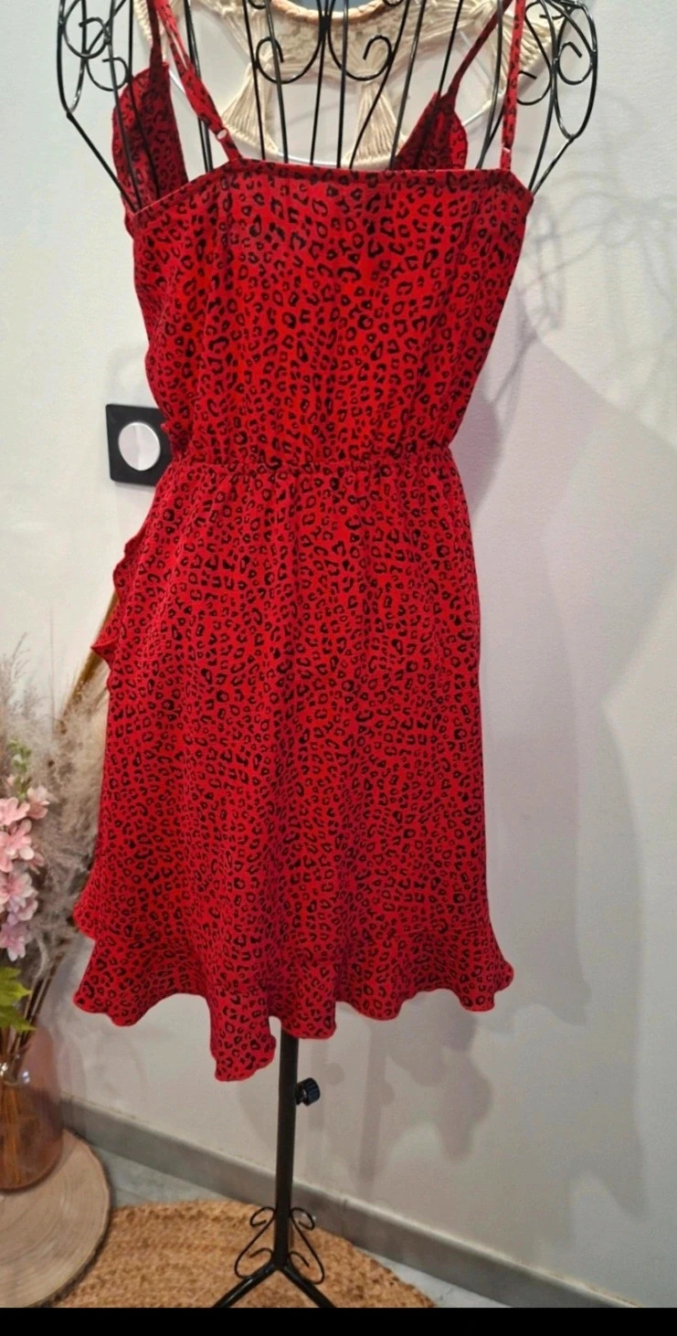 Robe rouge imprimé léopard – taille 34 – H&M – taille XS / 34 / 6 5