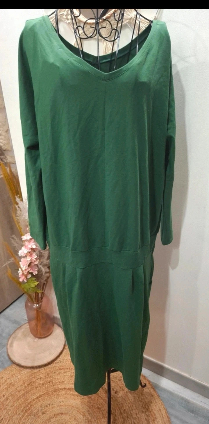Robe longue verte Numoco en coton – taille XXL