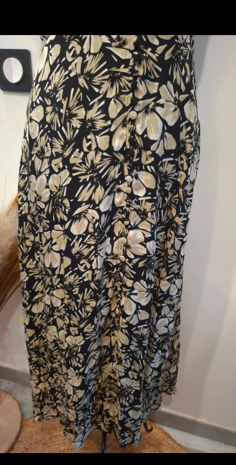 Robe longue The Kooples fleurie noire et beige – The Kooples – taille XS / 34 / 6 3