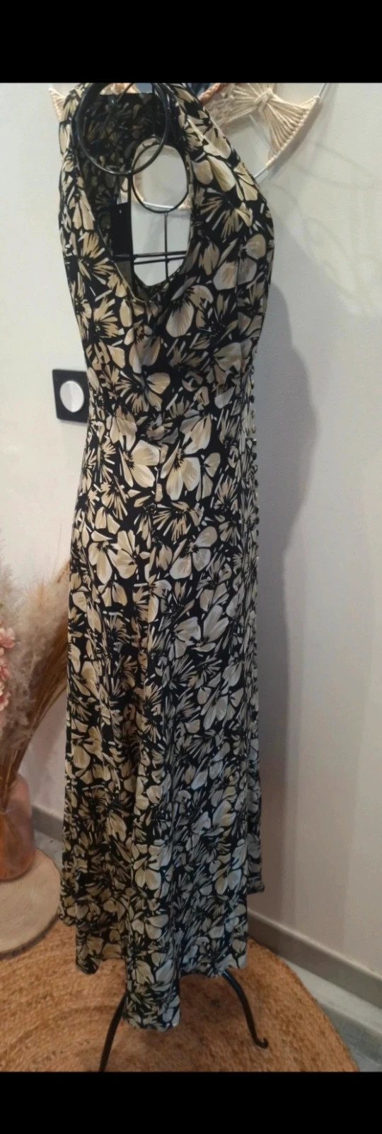 Robe longue The Kooples fleurie noire et beige – The Kooples – taille XS / 34 / 6 5