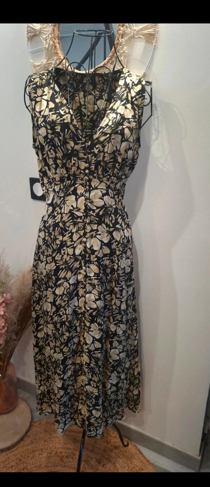 Robe longue The Kooples fleurie noire et beige