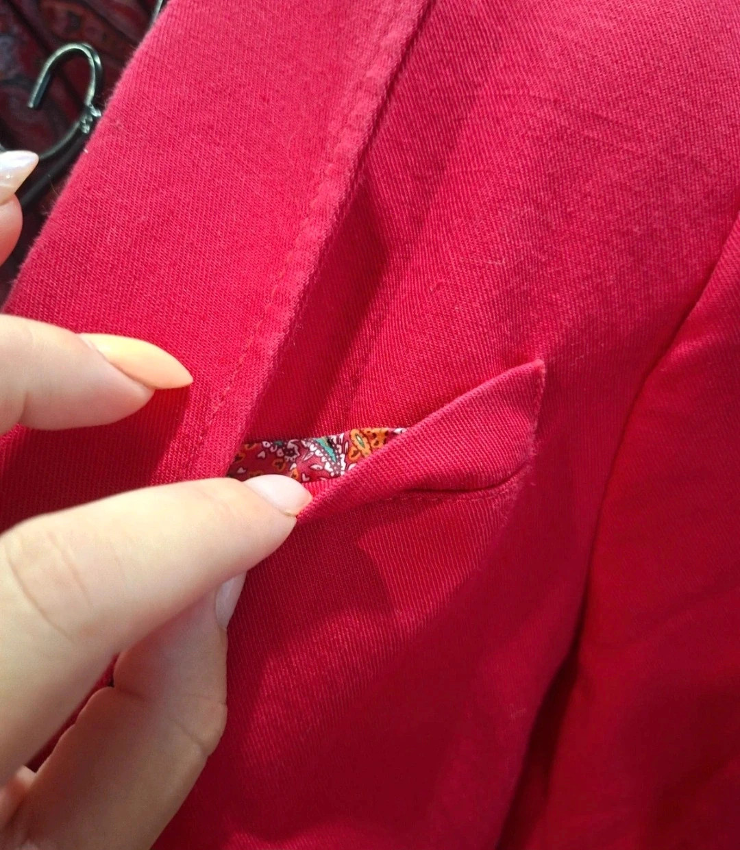 blazer Tommy Hilfiger rouge – taille 8 / 40 – motif cachemire – Tommy Hilfiger – taille L / 40 / 12 5
