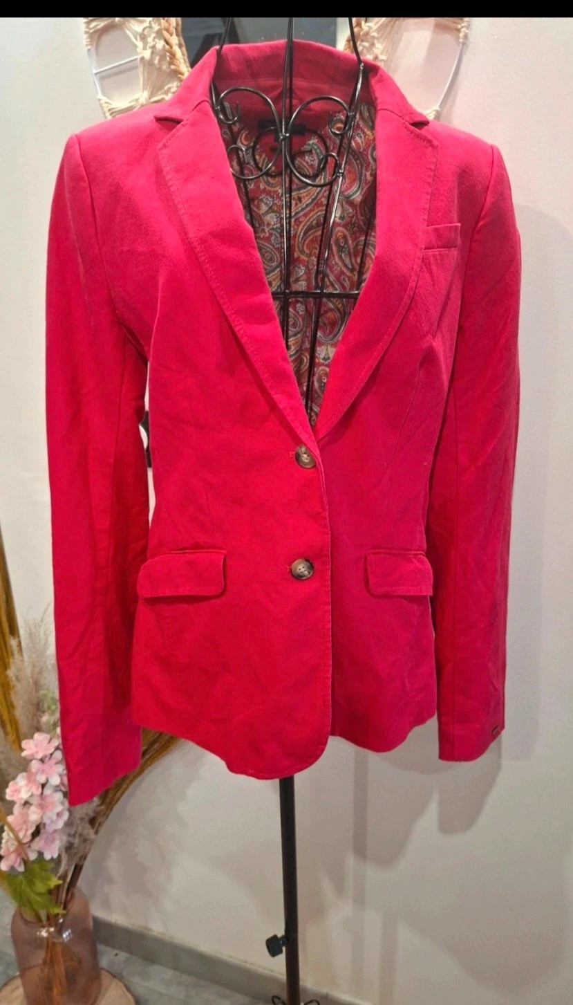 blazer Tommy Hilfiger rouge – taille 8 / 40 – motif cachemire – Tommy Hilfiger – taille L / 40 / 12